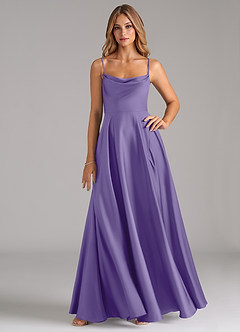 Azazie Elle Brautjungfernkleider A-Linie Plissee Stretch-Satin Kleid Tahiti image1