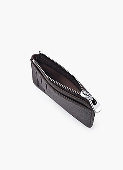front Cartera para hombre con tarjetero de piel granulada y cremallera