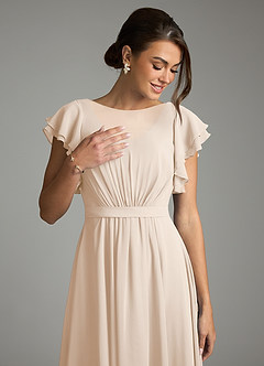 Azazie Daphne Modest Bridesmaid Dresses A-Line Ruffled Chiffon Floor-Length Dress image5