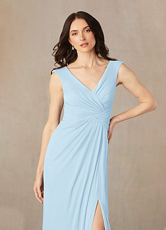 Azazie Andi Mother of the Bride Dresses Sky Blue A-Line Pleated Mesh Dress image4