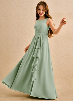 Azazie Chibi Girls Formal Flower Girl Klänningar Klä A-Line i Chiffong Plisserad image5