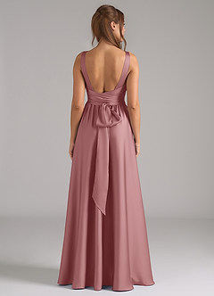 Azazie Kora Bridesmaid Dresses Dusty Rose A-Line Pleated Stretch Satin Dress image5