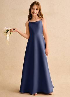 Azazie Joella Girls Formal Flower Girl Klänningar Klä A-Line i Matt satäng Plisserad image2