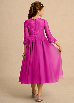 Azazie Lamb Girl Flower Girl Dresses Fuchsia Ball-Gown Lace Dress image2