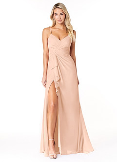 Azazie Emerald Bridesmaid Dresses English Rose A-Line Ruffled Chiffon Dress image7