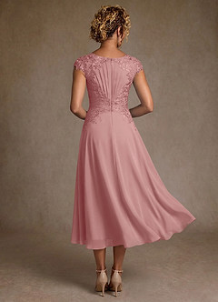 Azazie Crista Mother of the Bride Dresses Dusty Rose A-Line Lace Chiffon Dress image2