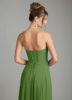 Azazie Gabriela Bridesmaid Dresses Basil A-Line Corset Chiffon Dress image11