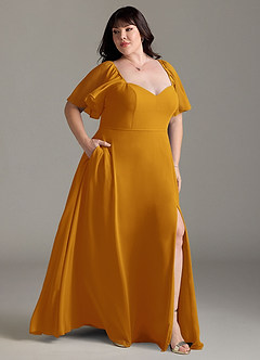 Azazie Chloe Bridesmaid Dresses Butterscotch A-Line Sweetheart Neckline Chiffon Dress image10