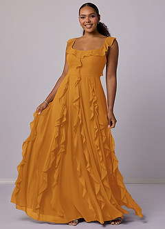 Barbie ♥ Azazie Bridesmaid Dresses Butterscotch A-Line with Pockets Chiffon Dress image10
