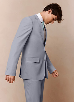 front Savile Grey Wool Blend Suit Jacket