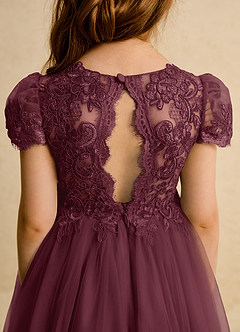 Azazie Puff Flower Girl Dresses Cabernet Ball-Gown Lace Tulle Dress image8