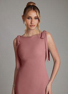 Azazie Luddie Bridesmaid Dresses Desert Rose Mermaid Bow Chiffon Dress image3