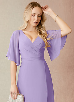 Azazie Cierra Abiti da Damigella Abito A-Line in Chiffon con Scollo a V Lilla image6