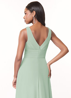Azazie Julianna Robes de demoiselle d'honneur Robe Trapèze en Mousseline de soie Agave image4