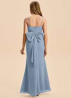 Azazie Amelia Junior Dusty Blue Mermaid Pleated Chiffon Dress image2