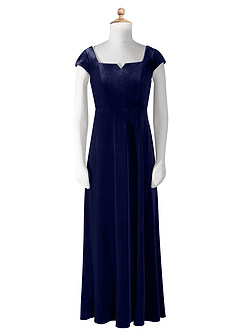 Azazie Gabi Junior Dark Navy A-Line Velvet Dress image16