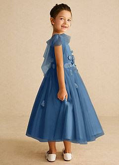 Azazie Minia Flower Girl Dresses Twilight A-Line Bow Matte Satin Dress image2