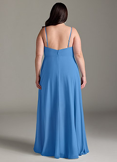 Azazie Akita Robes de demoiselle d'honneur Robe Trapèze en Mousseline de soie Geai Bleu image6
