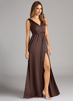 Azazie Tanicia Brudtärnklänningar Klä av A-Linje i Stretch Satin Plisserad Ganache image4