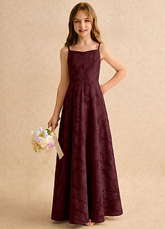 Azazie Jaella Girls Formal Flower Girl Klänningar Klänning A-linje i Blommig Utbrändhet Plisserad image4
