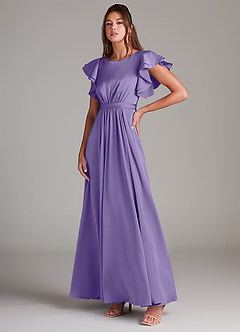 Azazie Daphne Modest Bridesmaid Dresses A-Line Ruched Stretch Satin Floor-Length Dress image4