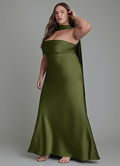 Azazie Saylor Bridesmaid Dresses Olive Mermaid Strapless Stretch Satin Dress image16