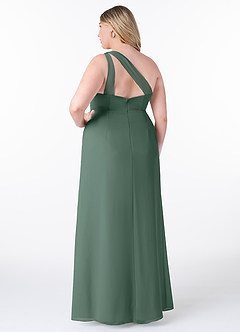Azazie Maive Bridesmaid Dresses Sea Moss Sheath Pleated Ruffle Chiffon Dress image7