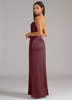 Azazie Marla Bridesmaid Dresses Sangria Sheath Strapless Stretch Satin Convertible Dress image5