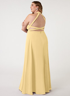 Azazie Clarice Robes de demoiselle d'honneur Robe Trapèze en Mousseline de soie Dos nu Beurre image12