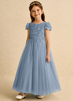 Azazie Puff Sukienki dla dziewczynek sypiących kwiaty Suknia balowa Koronka Tiul Długość kostki Sukienka image5