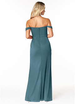Azazie Tessa Robes de demoiselle d'honneur Robe Fourreau Convertible en Maille Schulterfreier Schatz Bermude image3