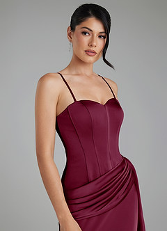 Azazie Draya Bridesmaid Dresses Mulberry Mermaid Strapless Stretch Satin Dress image9