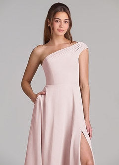 Azazie Melanie 신부 들러리 드레스 A라인 오프 더 숄더 쉬폰 바닥 길이 드레스 image5