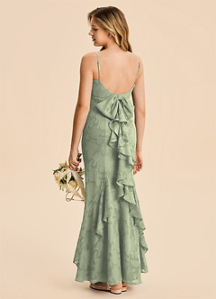 Azazie Lioren Junior Agave Mermaid Ruched Floral Burnout Dress image1
