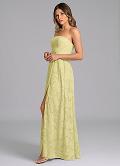 Azazie Wren Bridesmaid Dresses Lemon Sorbet A-Line Strapless Floral Burnout Dress image5