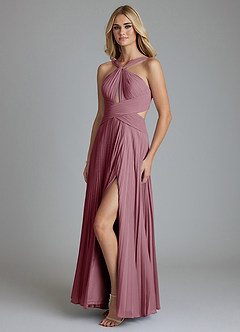 Azazie Hosanna Bridesmaid Dresses Vintage Mauve A-Line Pleated Chiffon Dress image5