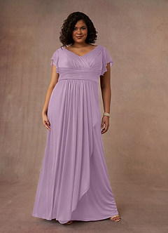 Azazie Reneya Mother of the Bride Dresses Wisteria A-Line Pleated Mesh Dress image7