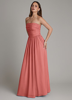 Azazie Andreina Bridesmaid Dresses Antique Rose A-Line Pleated Chiffon Dress image4