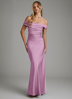 Azazie Hayden Bridesmaid Dresses Wisteria Mermaid Corset Stretch Satin Dress image5