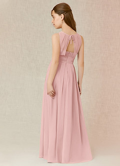 Azazie Bibiane Junior Powder Pink A-Line Pleated Chiffon Dress image5