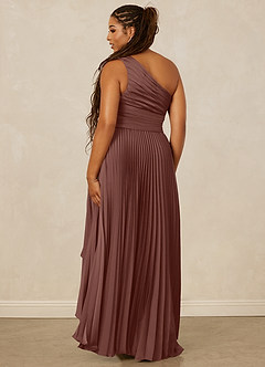 Christian Siriano Bridal for Azazie 1008 Bridesmaid Dresses Espresso A-Line One Shoulder Stretch Satin Dress image10