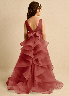 Azazie Lior Flower Girl Dresses Terracotta Ball-Gown Pleated Tulle Dress image7
