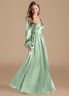 Azazie Norah Final Sale Auburn A-Line Metallic Satin Dress image4