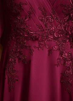Azazie Tilda Mère de la mariée Robes Robe Trapèze en Mousseline de soie Dentelle Bourgogne image6
