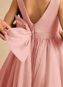 Azazie Seraphina Flower Girl Dresses Rosette A-Line Pleated Tulle Dress image6