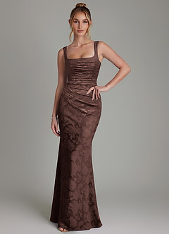 Azazie Agustina Brautjungfernkleider Meerjungfrau-Linie Korsett Blumen-Burnout Kleid Ganache image3
