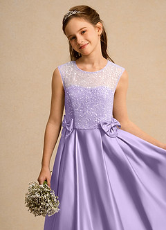 Azazie Candy Girl Flower Girl Klänningar Klä Balklänning i Matt satäng Rosett image8