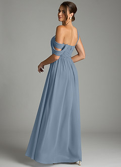 Azazie Kassandra 신부 들러리 드레스 A라인 오프 더 숄더 쉬폰 바닥 길이 드레스 image6