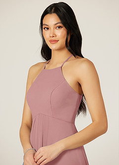 Azazie Sarah Abiti da Damigella Abito Impero in Chiffon Plissettato Rosa Polverosa image6