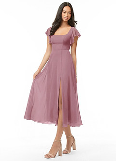 Azazie Bondi Bridesmaid Dresses Vintage Mauve A-Line Ruched Chiffon Dress image3